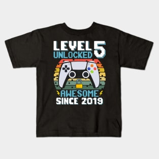 Level 5 Unlocked Awesome Since 2019 Kids T-Shirt